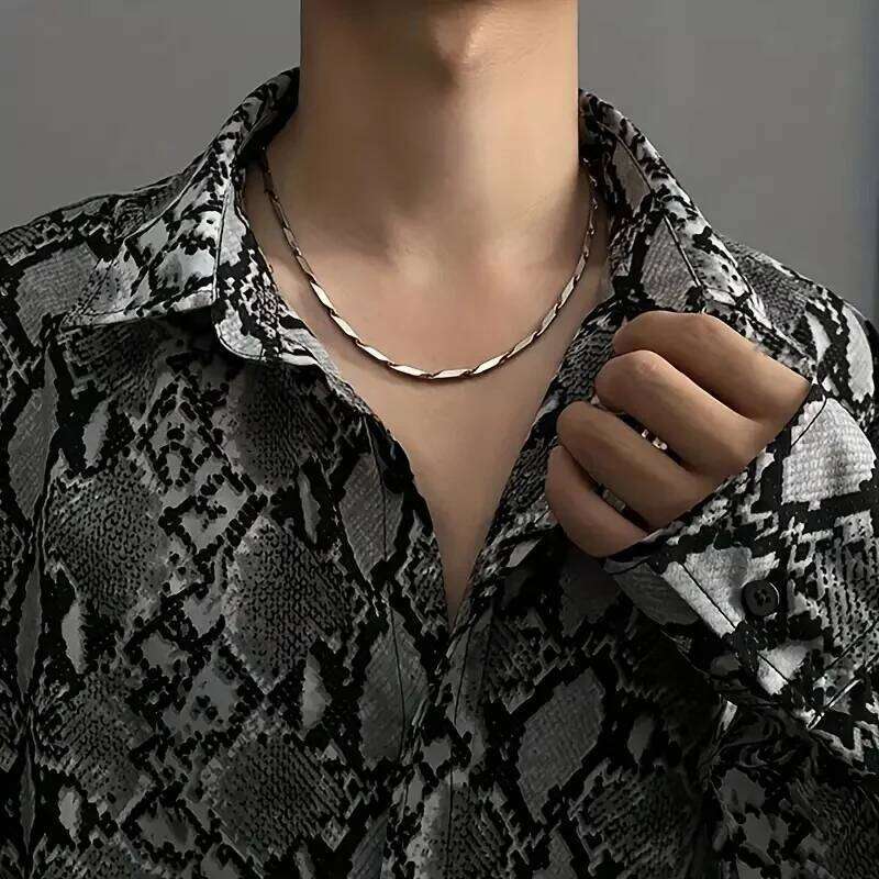 8Pieces Men Stainless Steel Necklace Set Stylish & Durable Accessories Casual Wear ldeal Gift for Trendsetters H260312