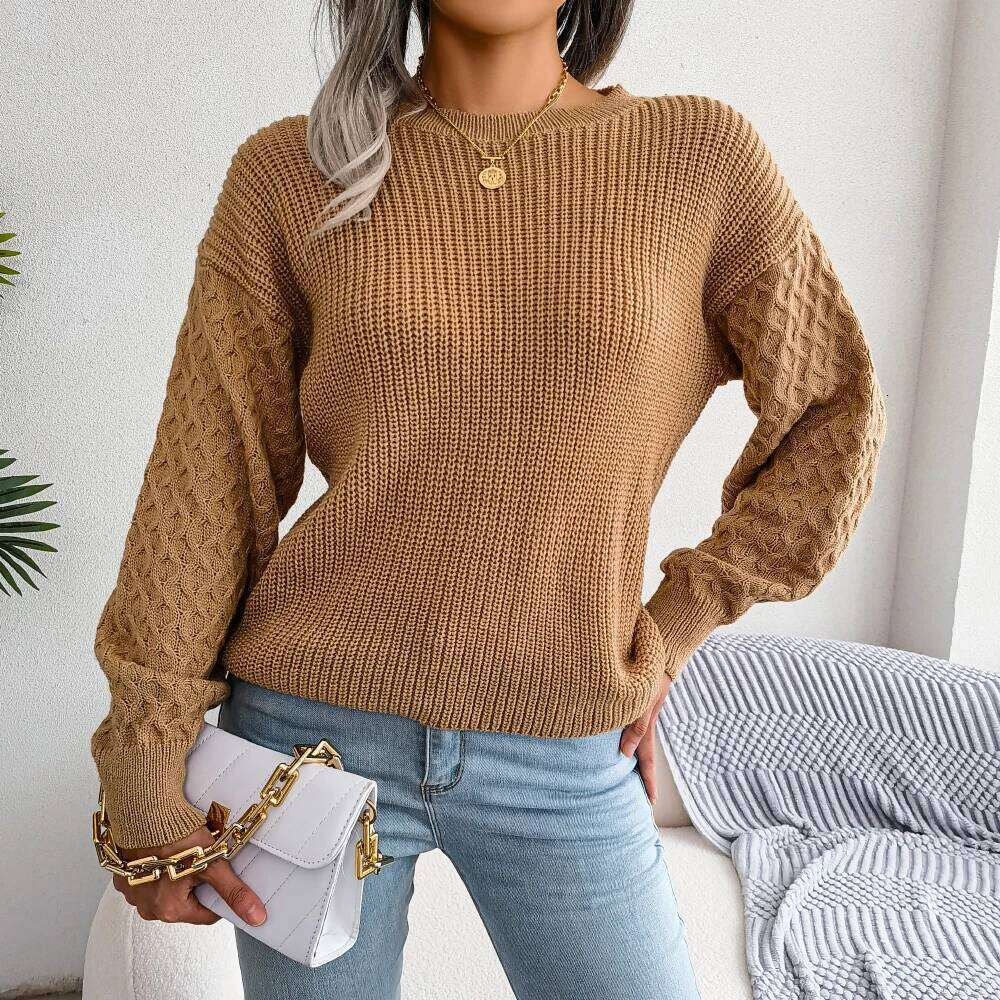 Women Casual Lantern Long Sleeve Knitted Pullovers and Sweaters Autumn Winter 2025 Z260313