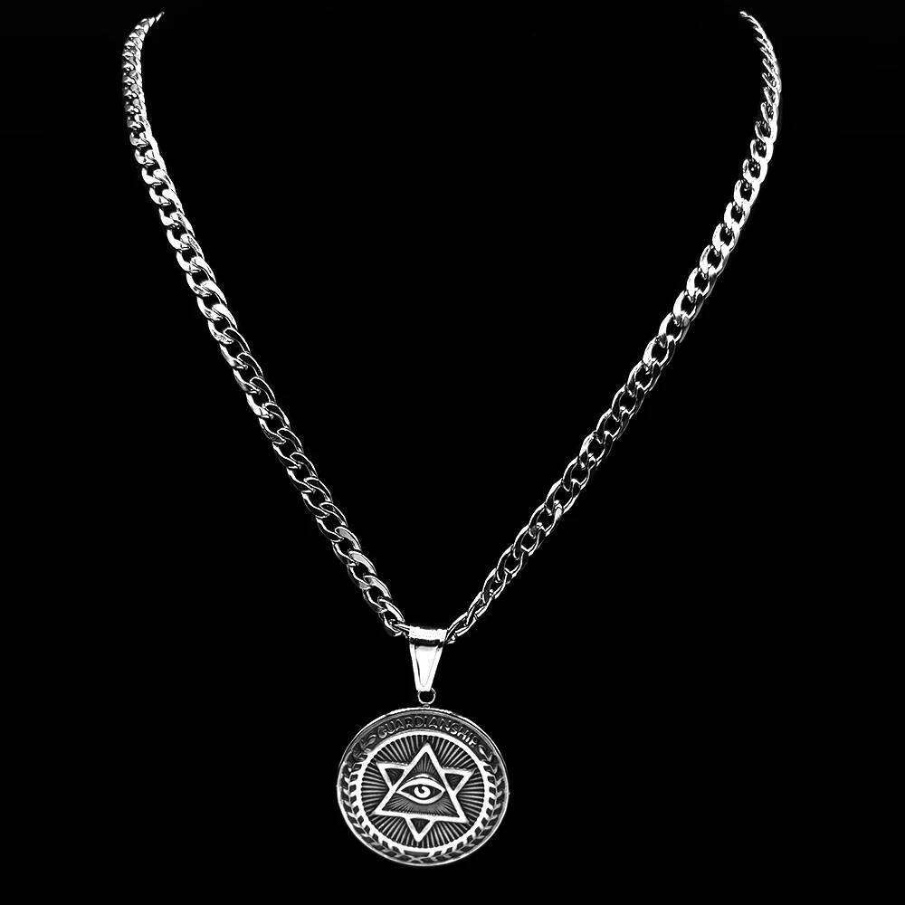 Jewish Israel Star David GUARDIANSHIP Necklace Women Men Stainless Steel Eye of Providence Judaica Hexagram Chain Jewelry H260312