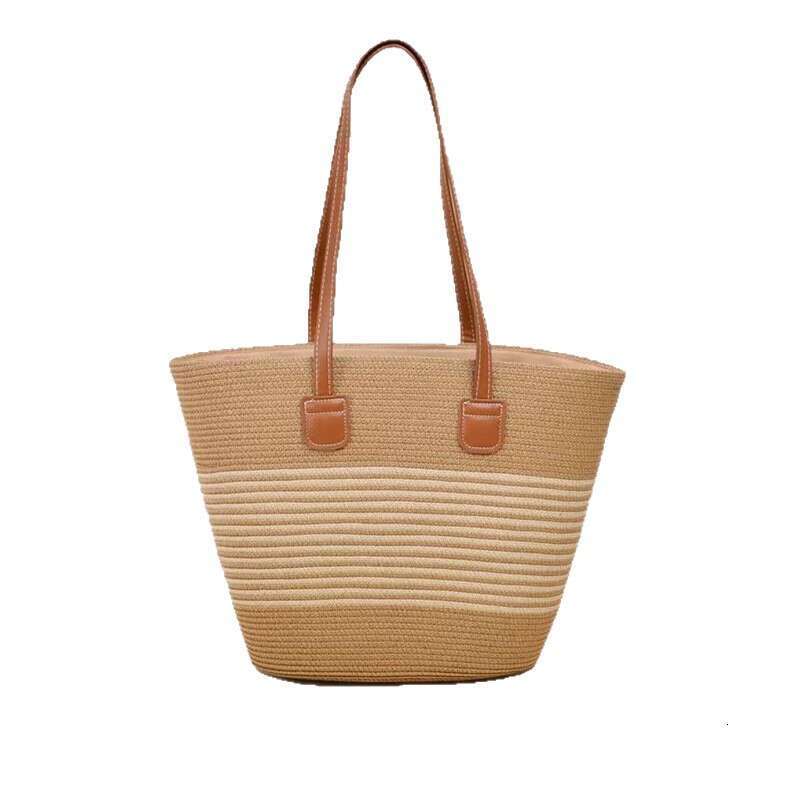 Pastoral Style Woven Women's Casual Versatile Beach New Trendy Fashion Striped Shoulder Underarm Straw Bag