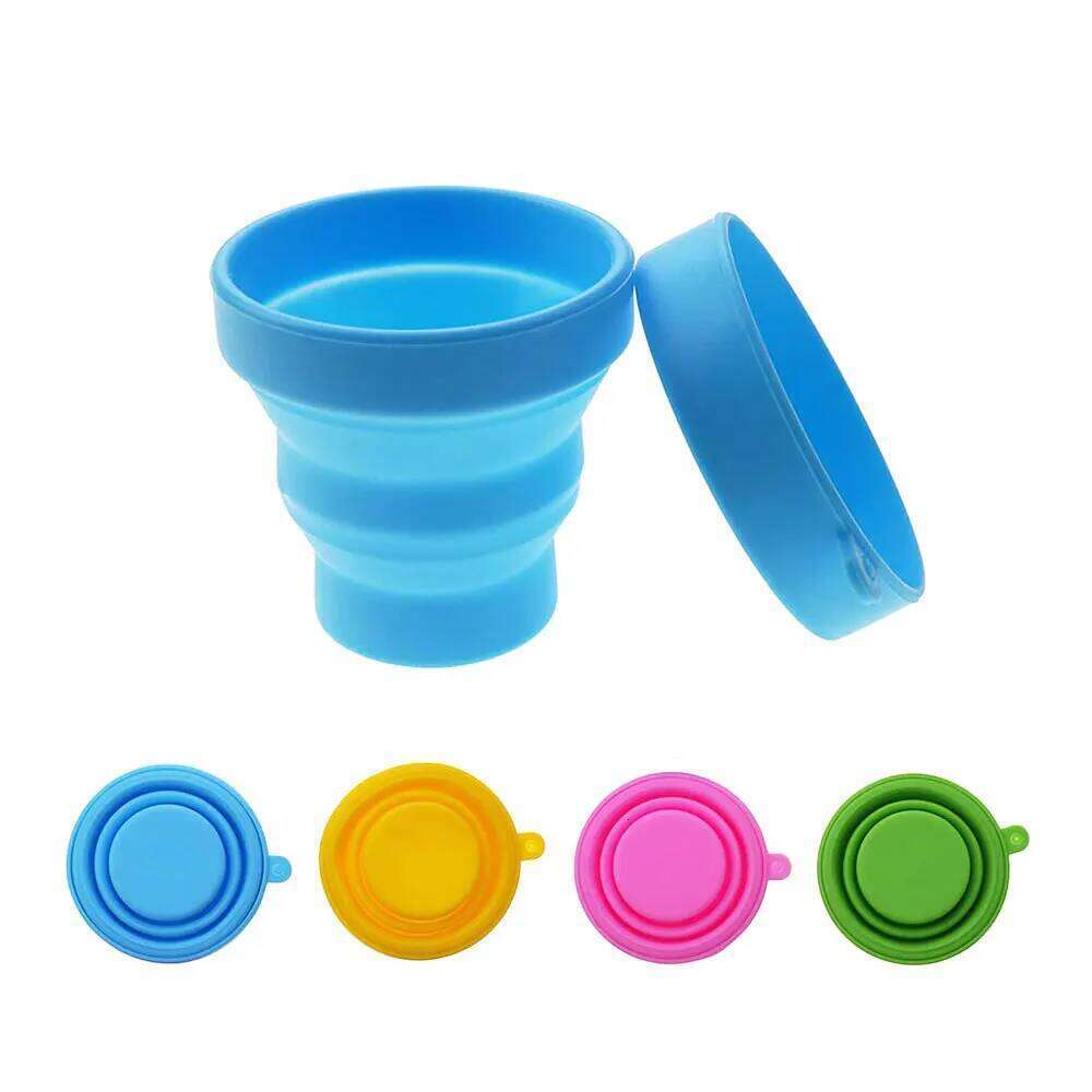 world Folding Cups 150ml Food Grade Water Cup Travel Silicone Retractable Coloured Portable Outdoor Coffee Handcup Z260313