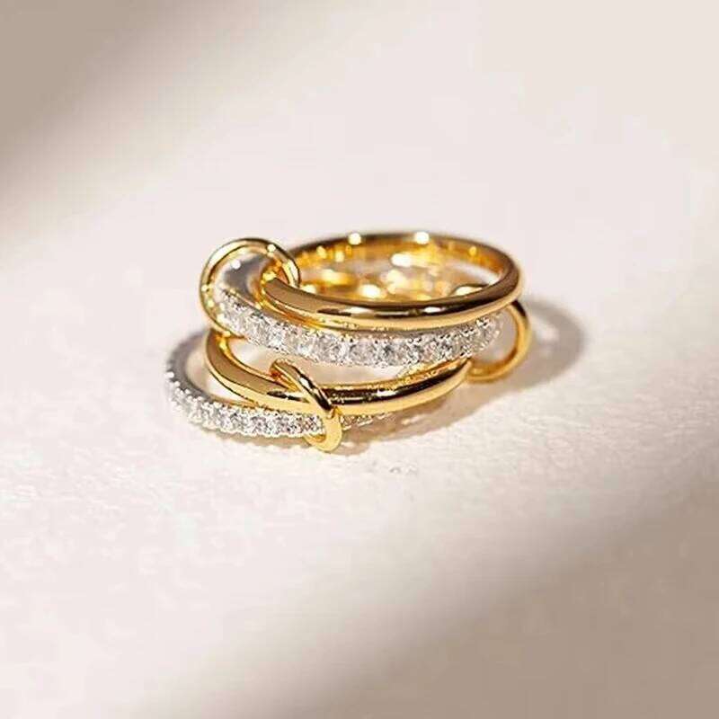 FTCY Multi-Layer Stainless Steel Ring for Women Gold Silver Color Sparkling Zircon Rings Hypoallergenic Women's Party Jewelry H260312