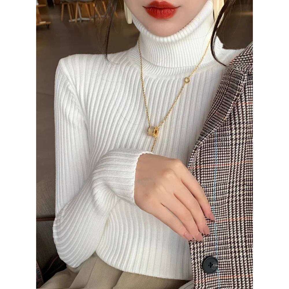 2025 Autumn Winter Thick Turtleneck Sweater Casual Slim Knitted Pullover Korean Style Simple Base Layer Warm Tops Z260314