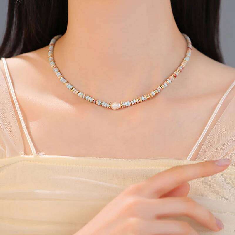 Pure Handmade Woven Natural Stone Beadeds Chain Pearl Pendant Necklace Luxurious Accessories For Women's Necks Fashion Jewelry H260312