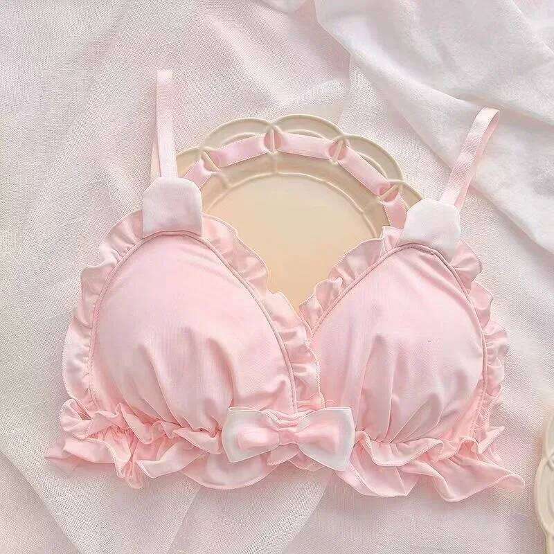 Little White rabbit ears underwear Japanese girls pure desire small chest thin bra without underwire