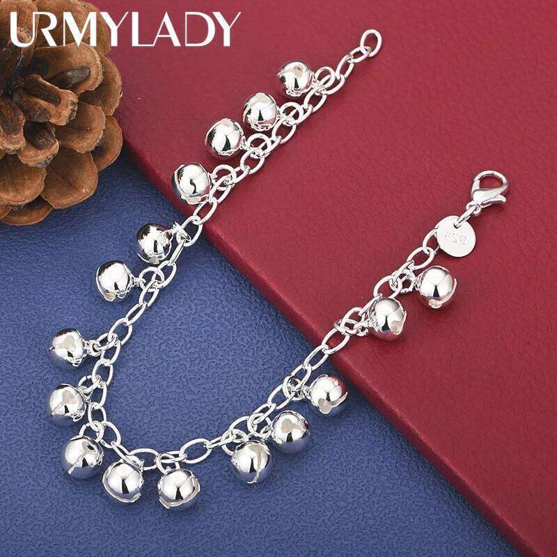 URMYLADY 925 Sterling Silver Bells Bracelet For Women Wedding Party Fashion Charm Jewelry Z260313
