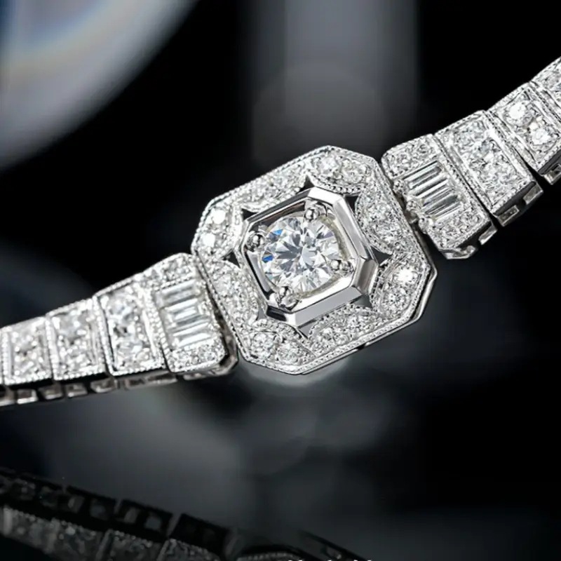 2026 Choucong 925 Silver Fill Art Deco Baguette Ziron CZ Diamond Wedding Bracelet Sparkling Handmade Vintage Jewelry Bridal Bangle Lover Gift