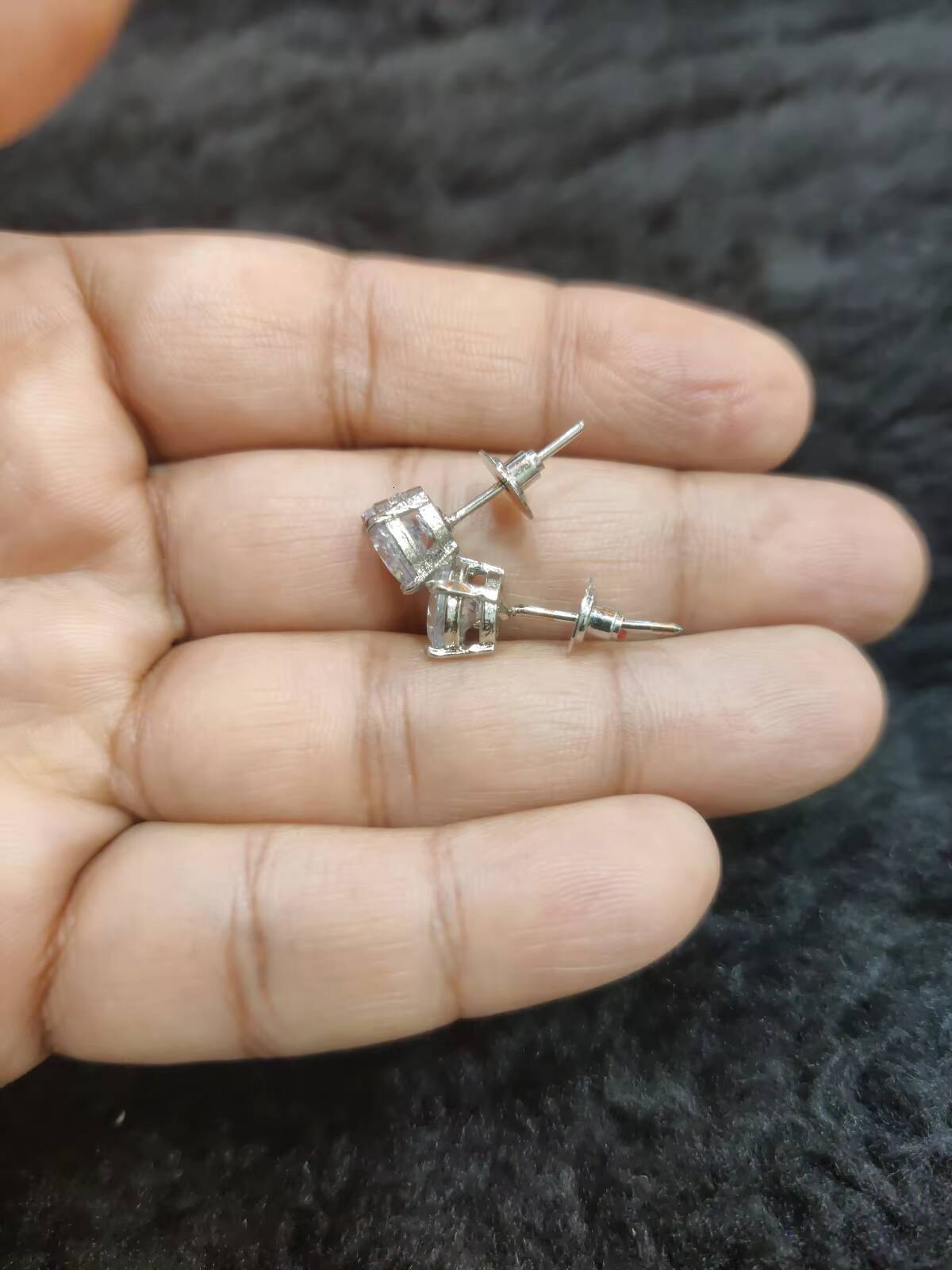 Moissanite Round Brilliant Cut Bezel Set White Gold Plated Stud Earrings-Trendy Unisex Jewelry