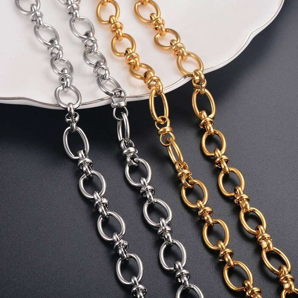 1 piece Women Mens Stainless Steel Handmade Oval High Quality Big Chain Necklace Punk Heavy Jewelry H260312