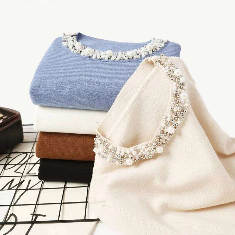 Women Clothing Long Sleeve s O Neck Pullovers Knitted Sweater Solid Casual Loose Fit Slight Strech Jumper 2024 Autumn Z260313