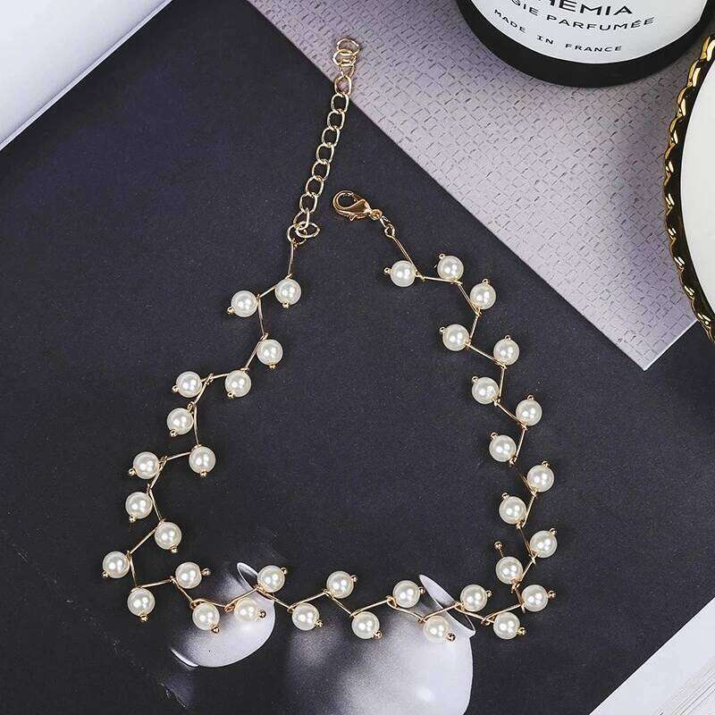 Fashion Imitation Choker Fairy Women Necklaces Korean New Pearl Pendants Collar Trend Jewelry Party Neck Decoration H260312
