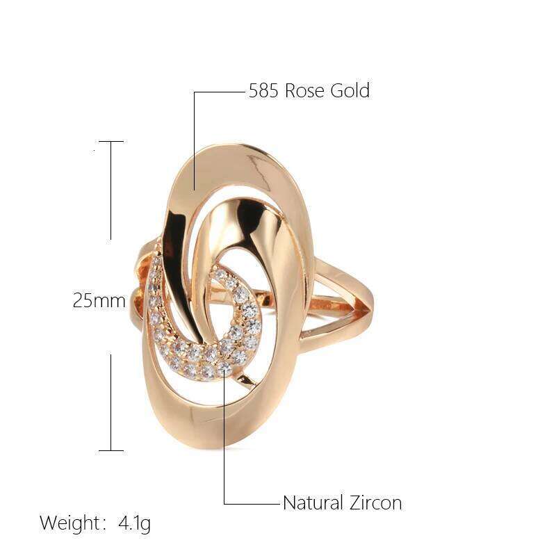 Kinel Unusual 585 Rose Gold Rings Daily Women Fine Minimalist Geometry Natural Zircon Ring Fashion Jewelry 2022 H260312