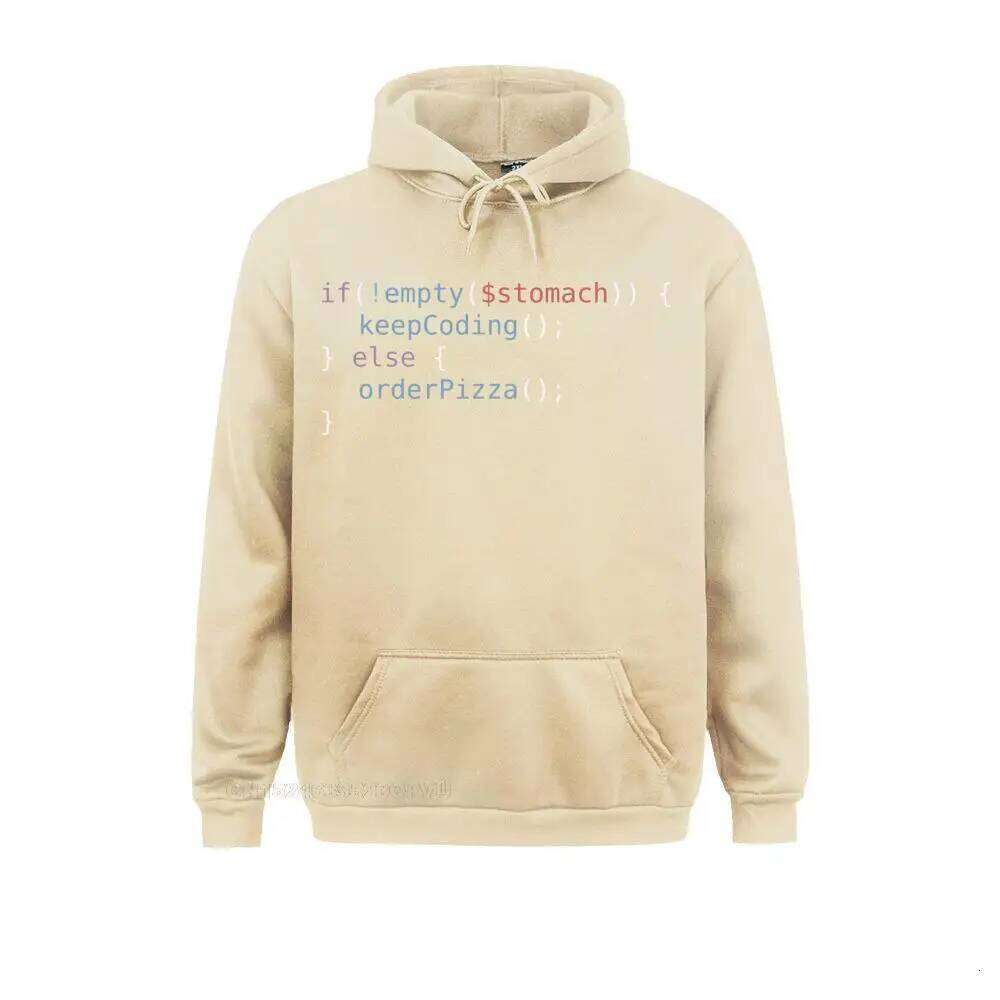 Hungry Coder Sweater For Men Pure Cotton Vintage Hoodie Programming Programmer Pizza Monkey Code Oversized Z260314