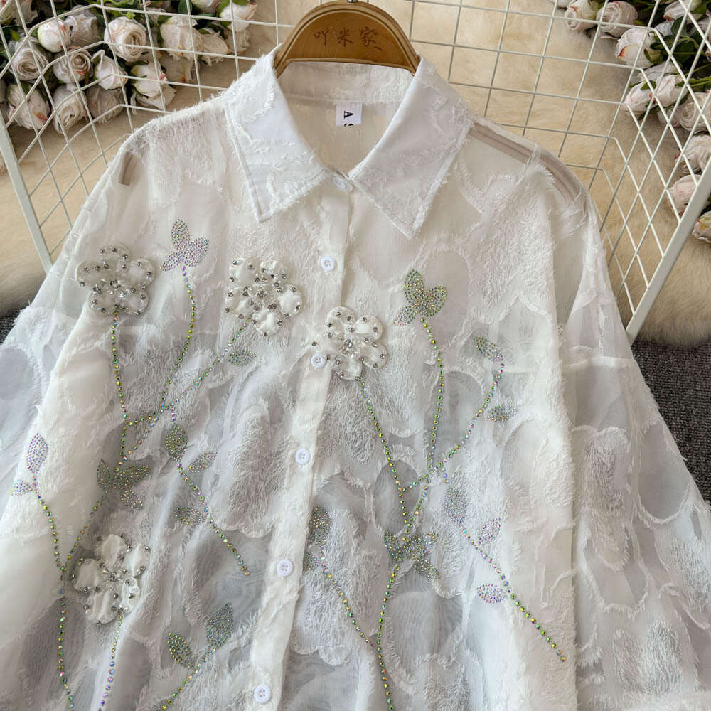 Embroidered White Women's Sunscreen Shirt Jacket Summer Thin Edition 2026 New Ethnic Style Open A13 Collar Wool Sweater