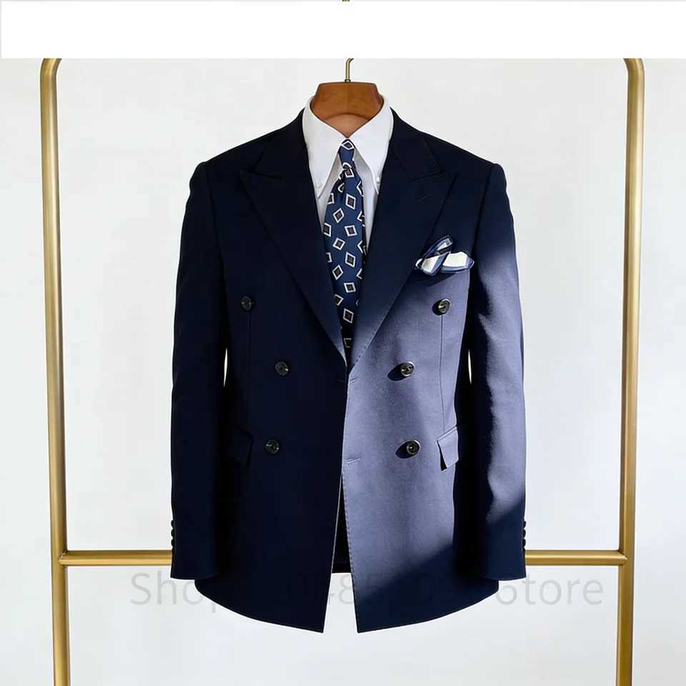 Men Wedding Suits Jacket Double Breasted Blazer Peak Lapel Suit Jacket for Men Business Party Prom Suits Tops One Coat M260313