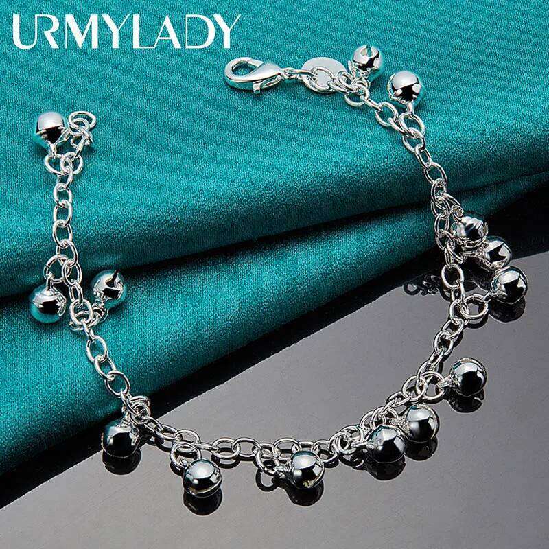 URMYLADY 925 Sterling Silver Bells Bracelet For Women Wedding Party Fashion Charm Jewelry Z260313