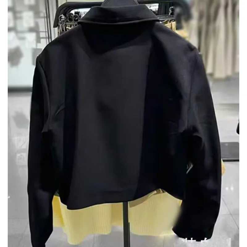 2024 New Women Casual Black Trousers Suits Sports Short Jacket Female Vinatge Black White Patchwork Baggy Pants Street M260313