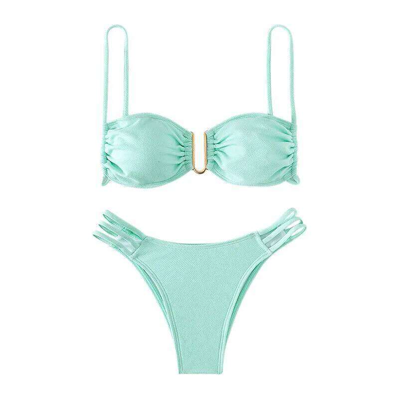 Summer New Solid Color Bikini Sexy Three Point Beach Split Swimsuit 26H0313
