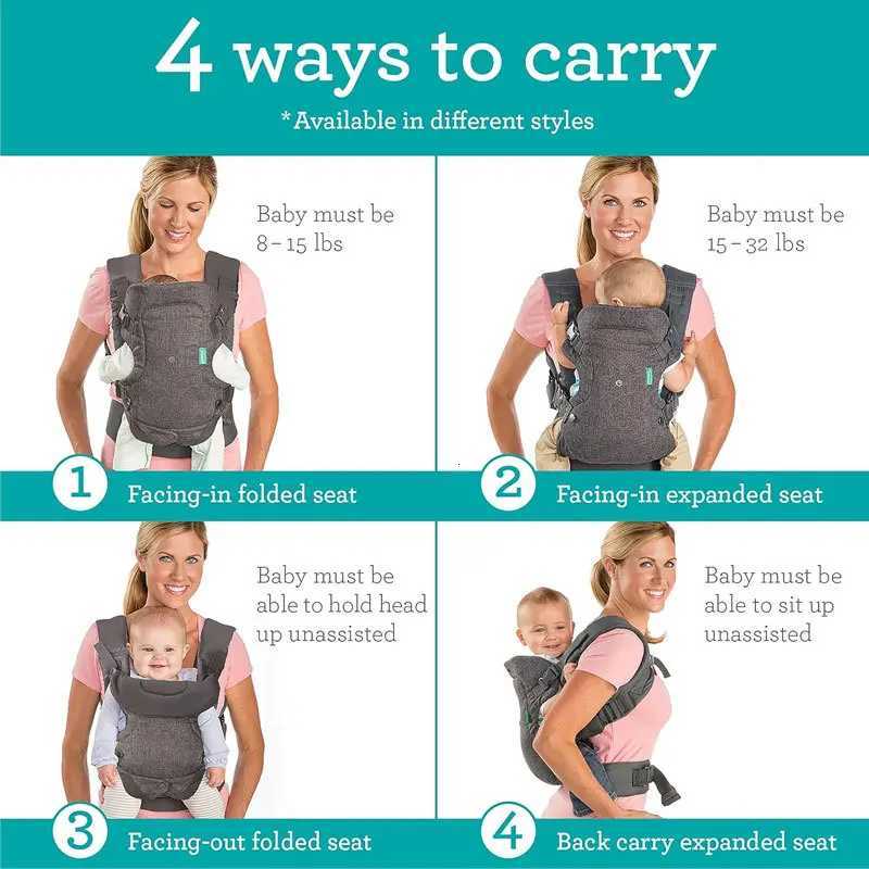 Versatile All Seasons Baby Carrier Sling - Multifunctional Shoulder Wrap with Four Carrying Methods Front And Back for Easy Use X260313