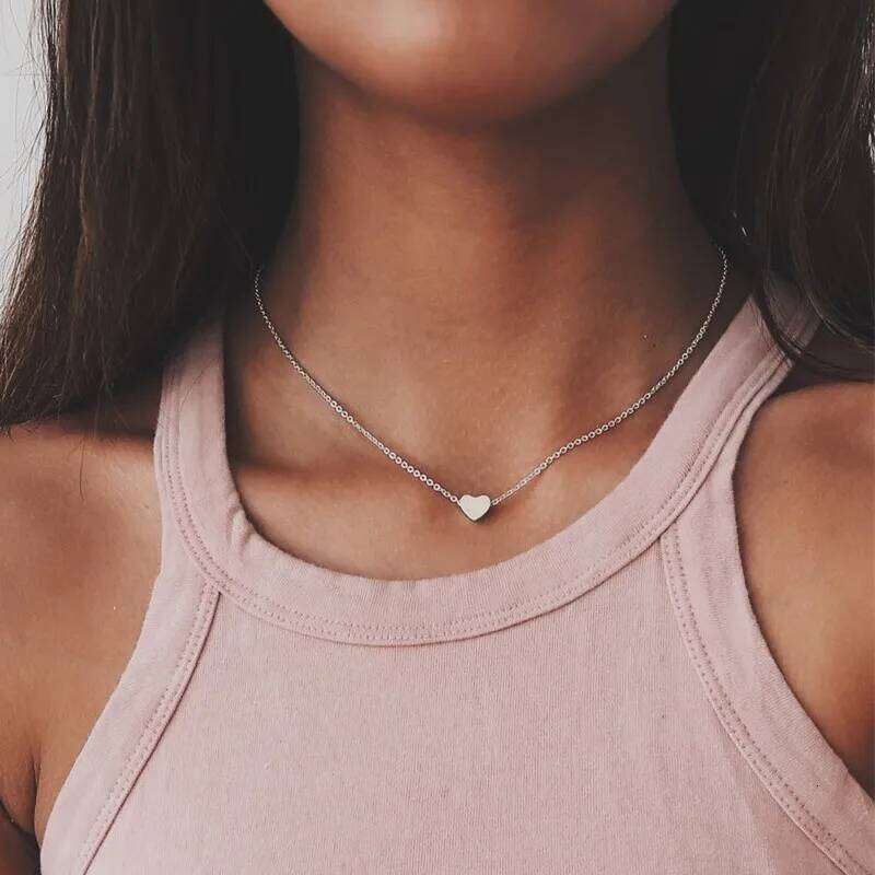 New Minimalist Clavicle for Women Tiny Heart Necklaces Dainty Fashion Jewelry Beach Summer Collares Bijoux H260312
