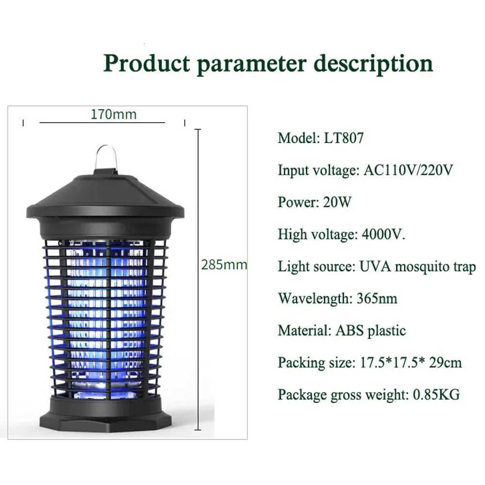 20W Mosquito Killer Rainproof 4000V Electric Shock Mosquito Killer Mosquito Trapper Garden Outdoor Pest Killer Lamp H260313