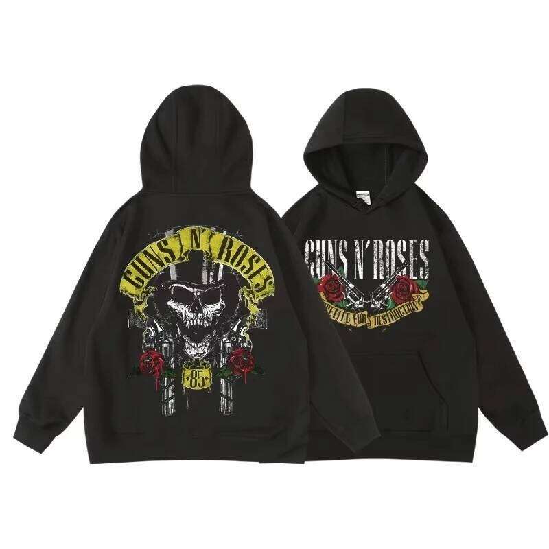 Guns N' Roses We'Re Back Retro Street Style Hoodie for Women O-Neck Pocket Fleece Breathable Pullover Woman Hoody Z260314