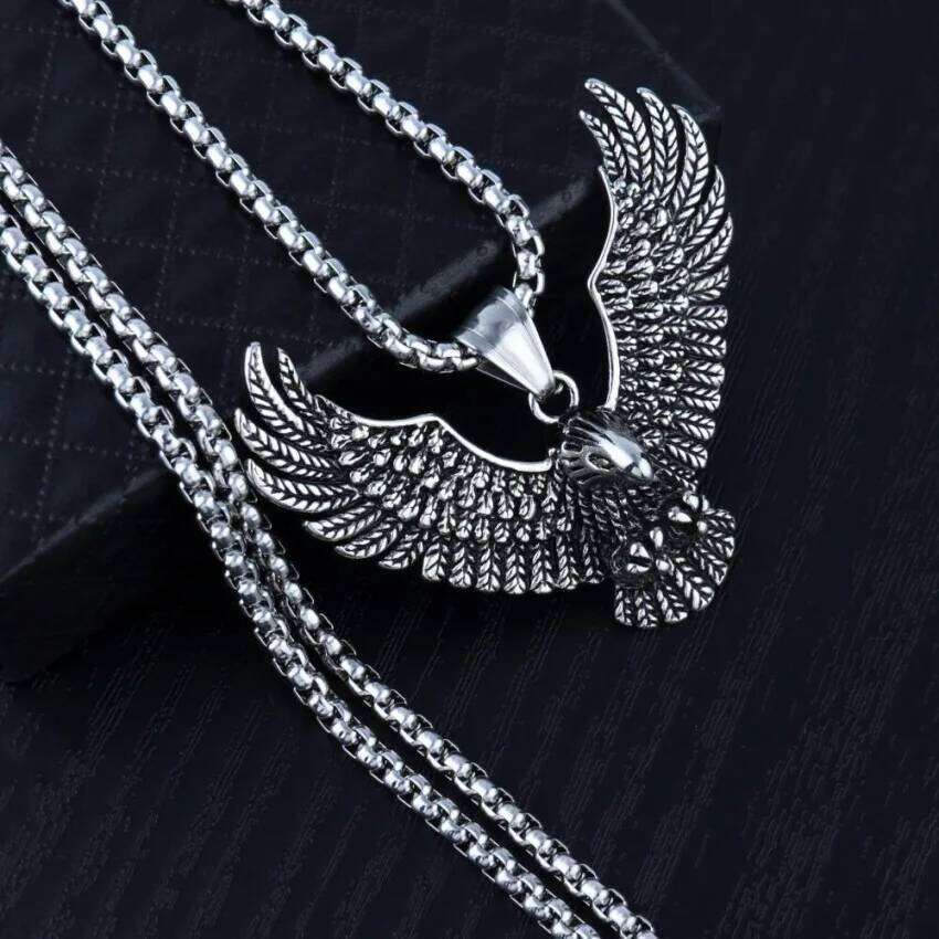 Flying Eagle Pendant Necklace Hip Hop Punk Stainless Steel Chain Men's Jewelry Vintage Rapper Rock Accessories Gift 2025 New H260312
