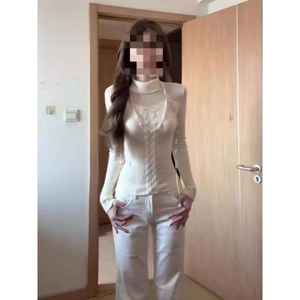 Korean Design Elegant Base Layering Tops Slimming Long Sleeve Hollow Knit Sweater Women 2025 New Autumn Winter Fashion Clothes Z260313