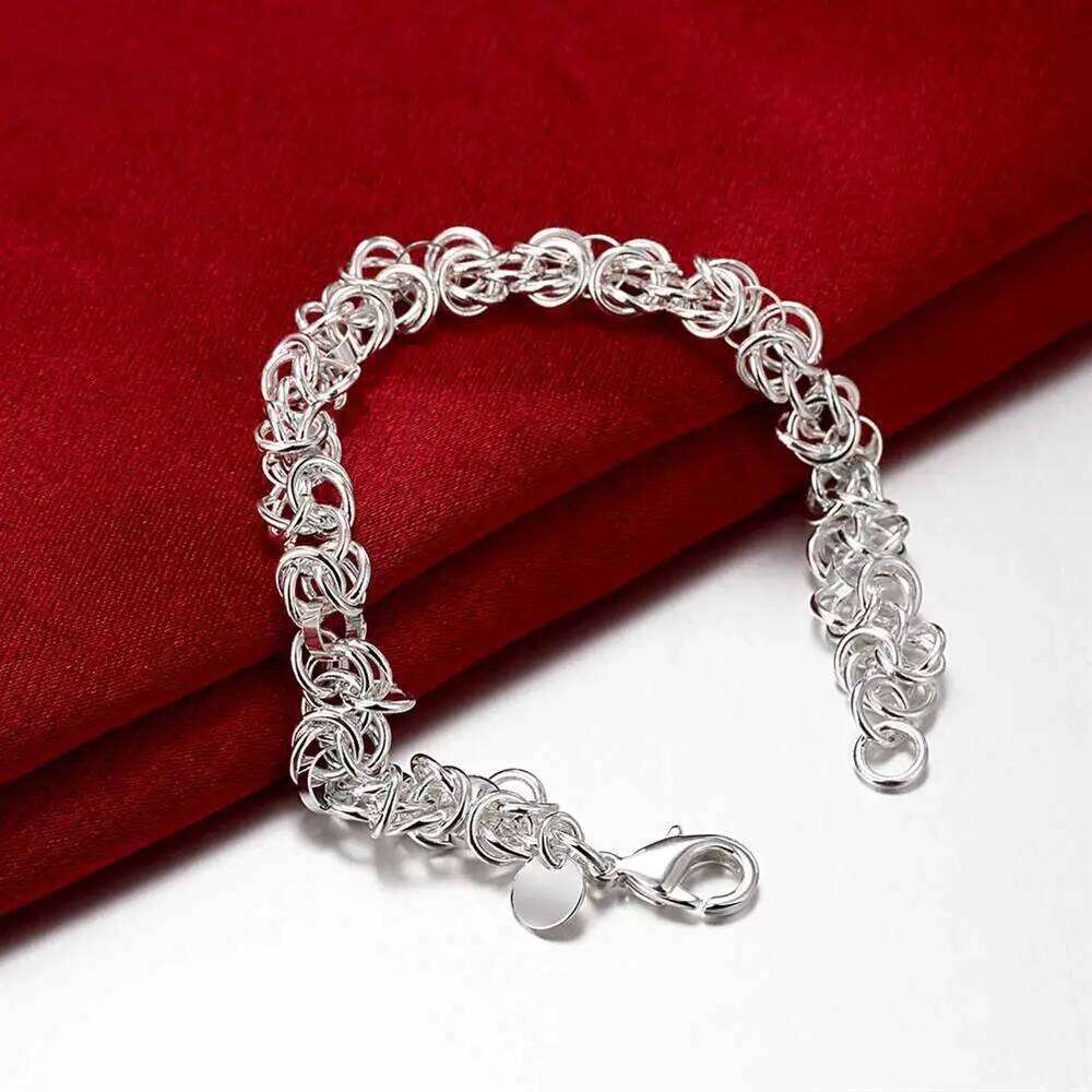 Hot Popular Brands 925 Sterling Silver Classic Circle Chain Bracelet For Woman Man Wedding Party Christmas Gifts Fashion Jewelry Z260313