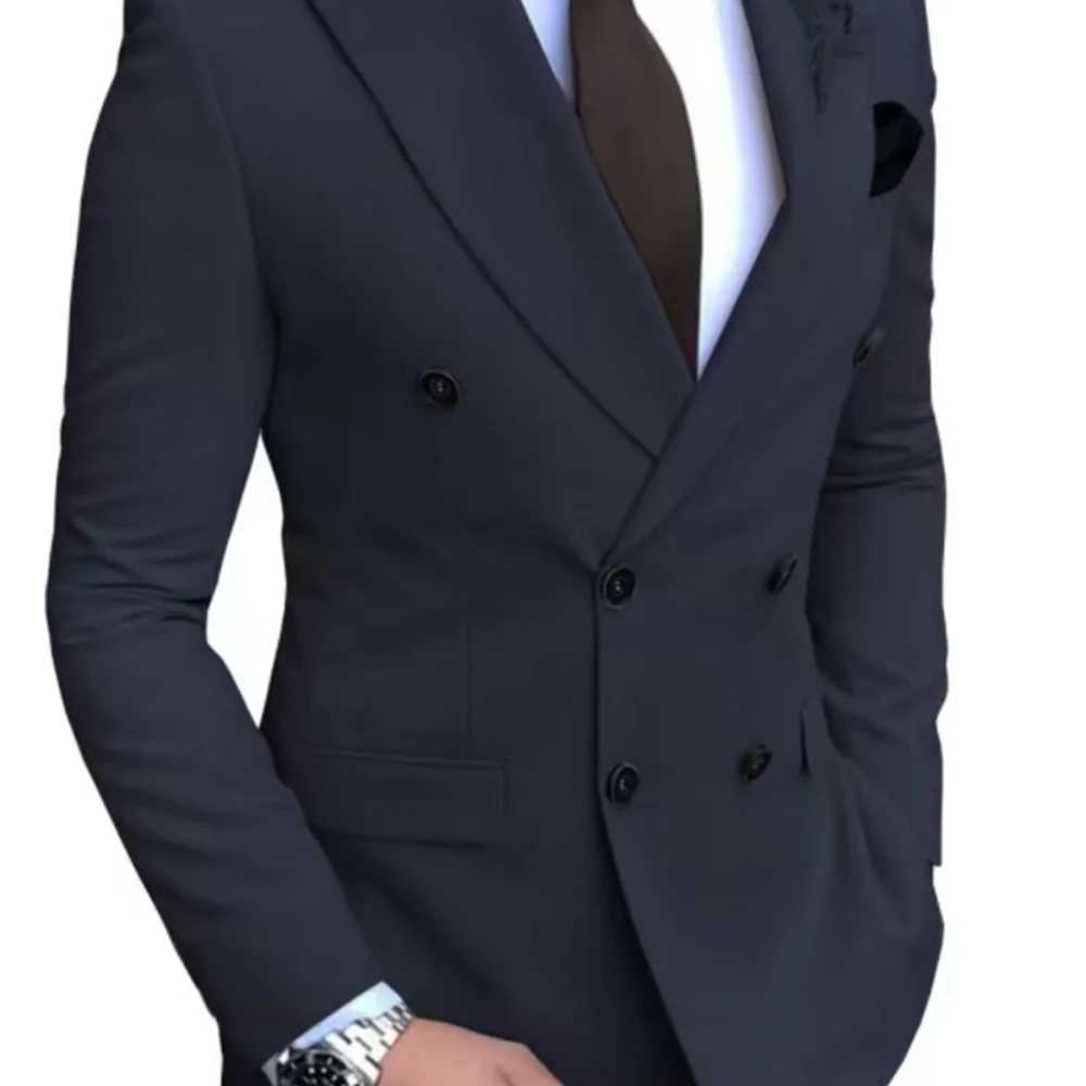 Brown Slim Fit Mens Suit Two-Piece Set Fashionable Handsome Formal Wear for Wedding And Business a01 M260313