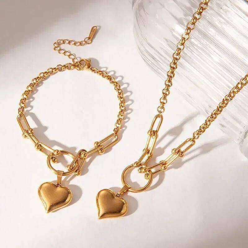 Fashion Vintage Stainless Steel Heart Pendant For Women Choker Necklace Non-Fading Accessories H260312