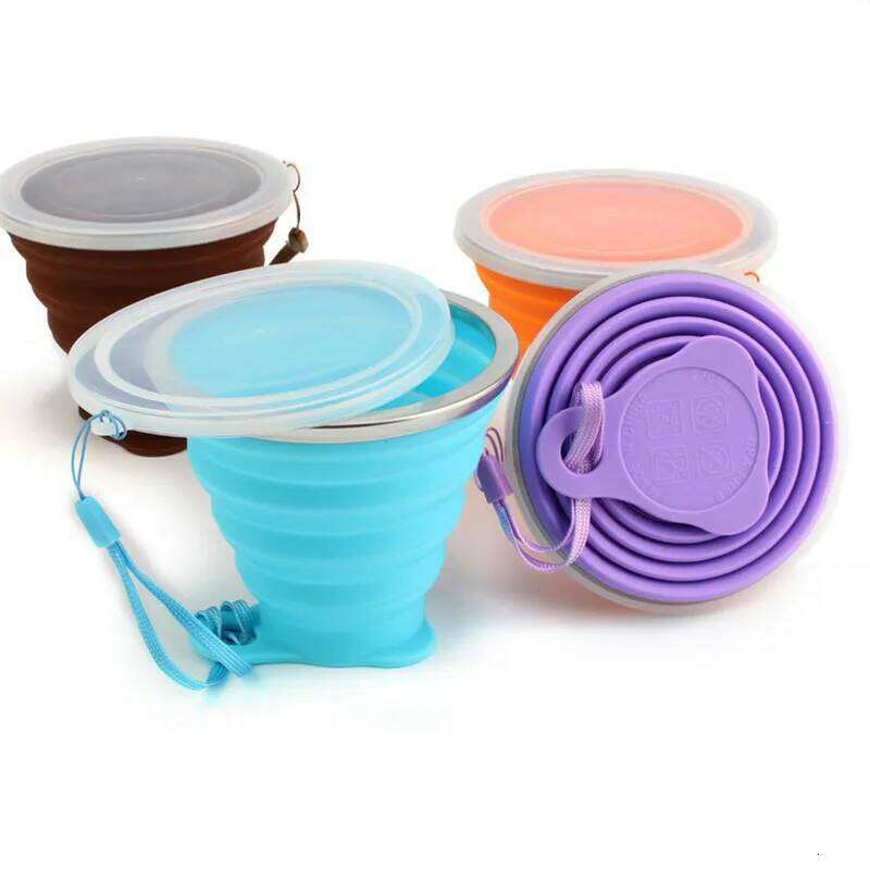 Folding Cups 270ml BPA FREE Food Grade Water Cup Travel Silicone Retractable Coloured Portable Outdoor Coffee Handcup Z260314