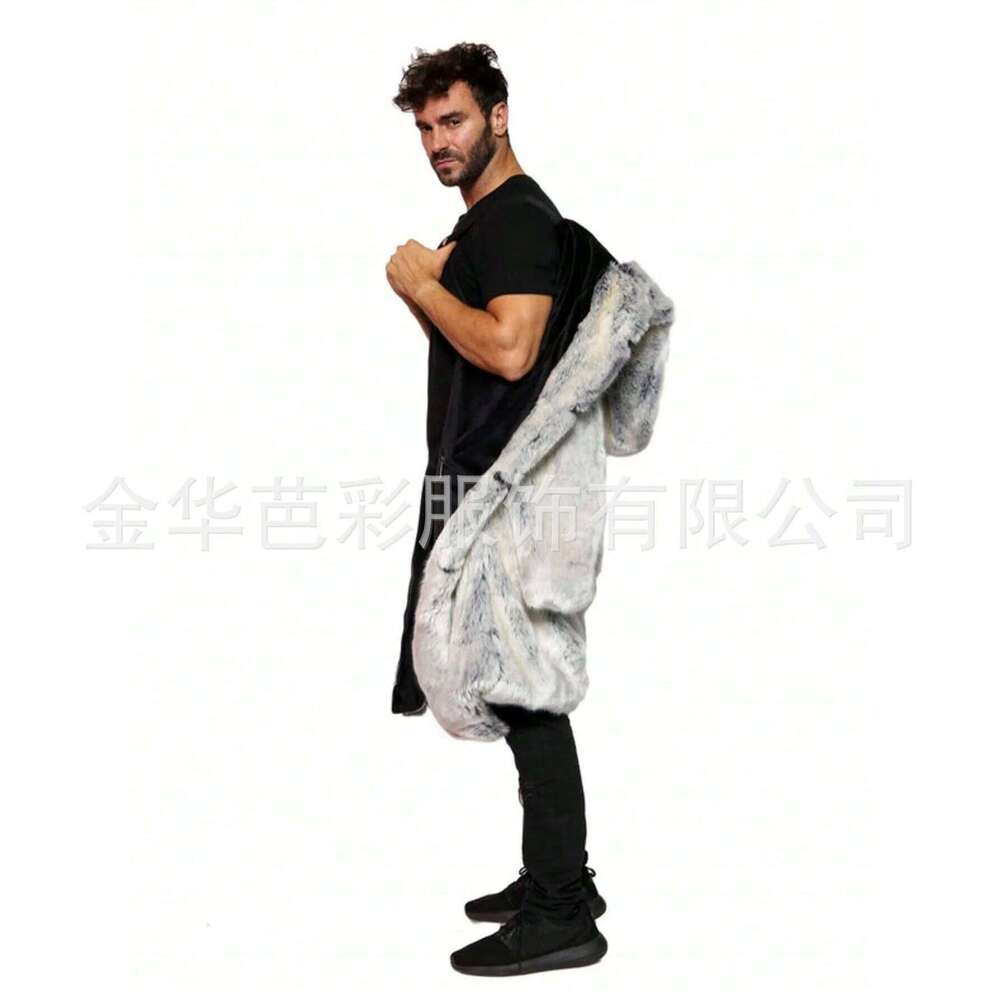Thick Faux Men Turn Down Collar Fur Coat Cardigan Outerwear Windbreaker Spliced Solid 2025 Winter Pockets High Street Z260313
