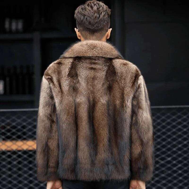 Luxury Brand Men's Mink Winter New Thicken Fox Outerwear Jacket Short Fashion Comfortable Fur Coat Turn-down Collar Z260313