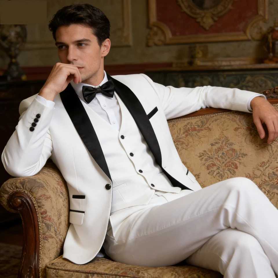 M-6XL Jacket Vest Pants Solid Color Mens Formal Business Office Suit Groom Wedding Dress Party Blazer Waistcoat Trousers Tuxedo M260313