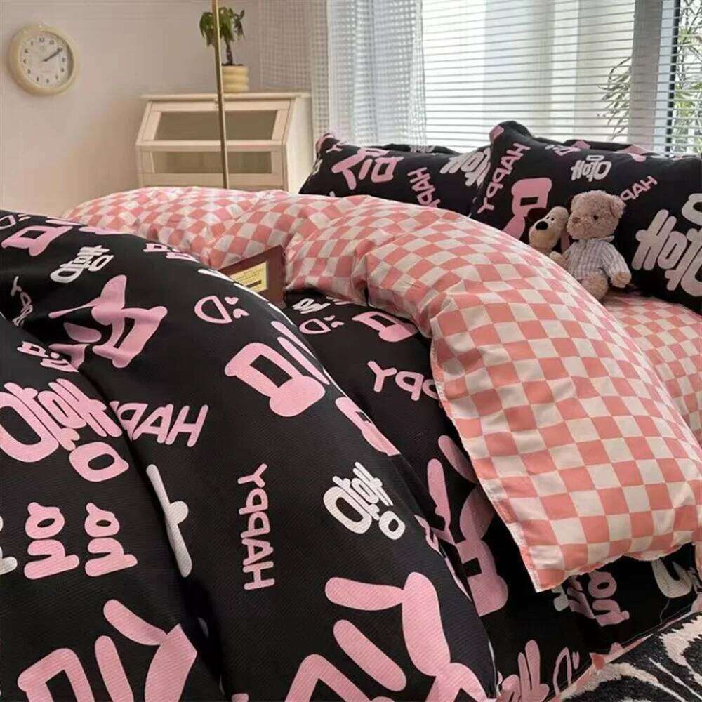 Ins Fresh Countryside Small Floral Wash Cotton Four Pink Girl Heart Quilt Bed Sheet Student Three Piece Set H260312 - view 3