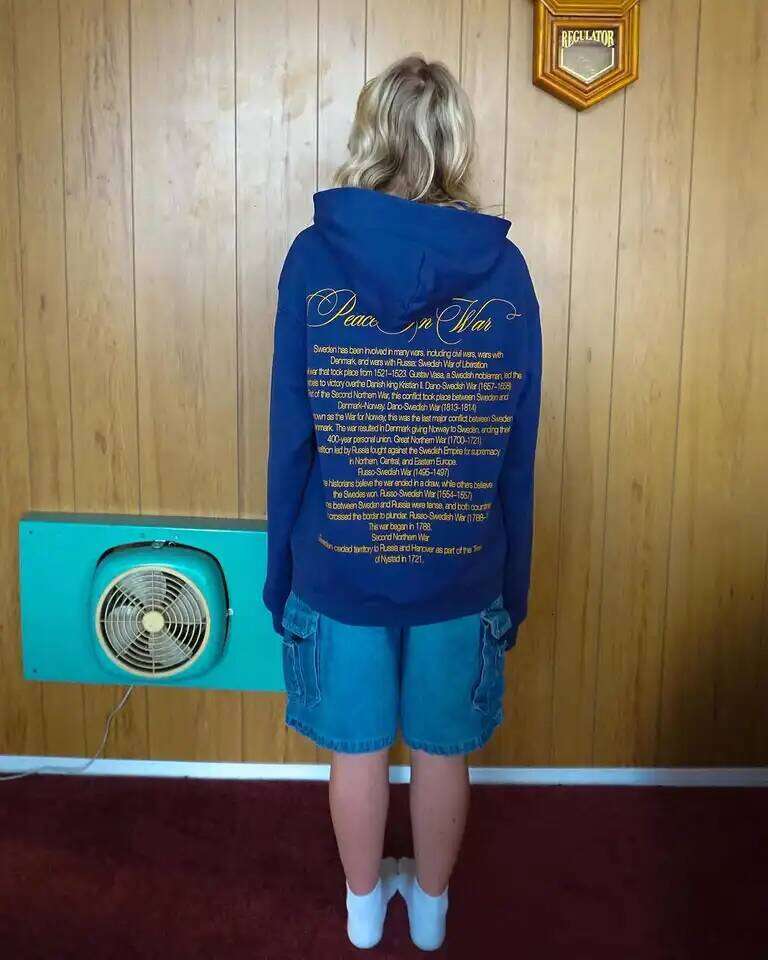 American Harajuku Trend Fashion Text Print Klein Blue Hoodie Women's Summer Loose Casual Street Hip Hop Rap Sweatshirt Z260314