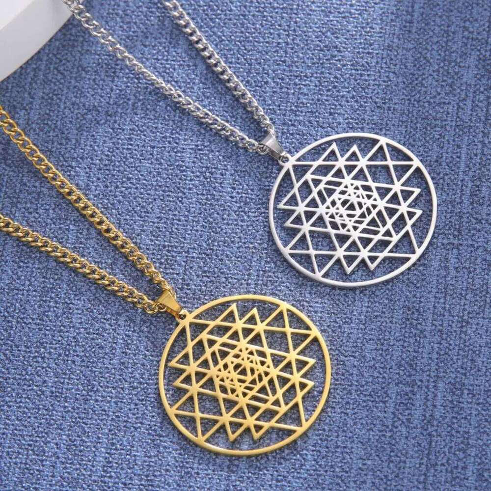 Dawapara Sri Yantra Yoga Necklace Shri Chakra Mandala Hindu Meditation Symbol Amulet Sacred Geometry Stainless Steel Jewelry H260312