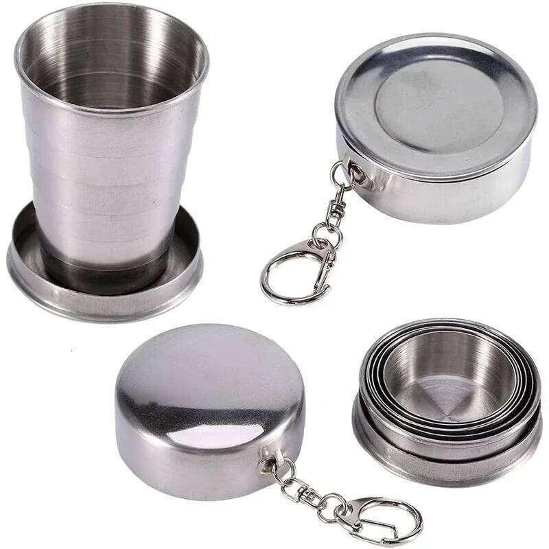 Portable Stainless Steel Folding Telescopic Mug for Tea Camp Utensils Tableware Folded Cup Outdoor Camping 75ml/150ml/250ml Z260314