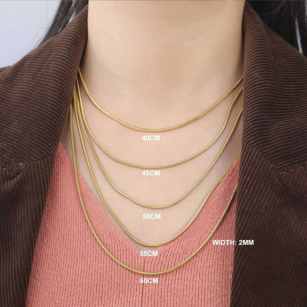 Skyrim Stainless Steel Gold Color Round Snake Chain Necklace Women Men Long Neck Chains Trendy Punk Jewelry Gift Wholesale H260312