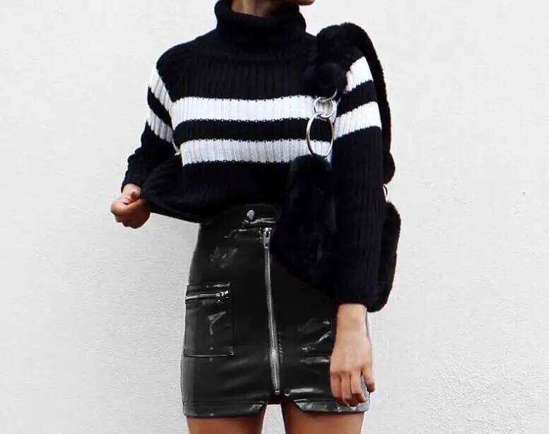 Summer New Sexy Pocket Zipper PU Irregular Hip Wrap Skirt for Women Z260314