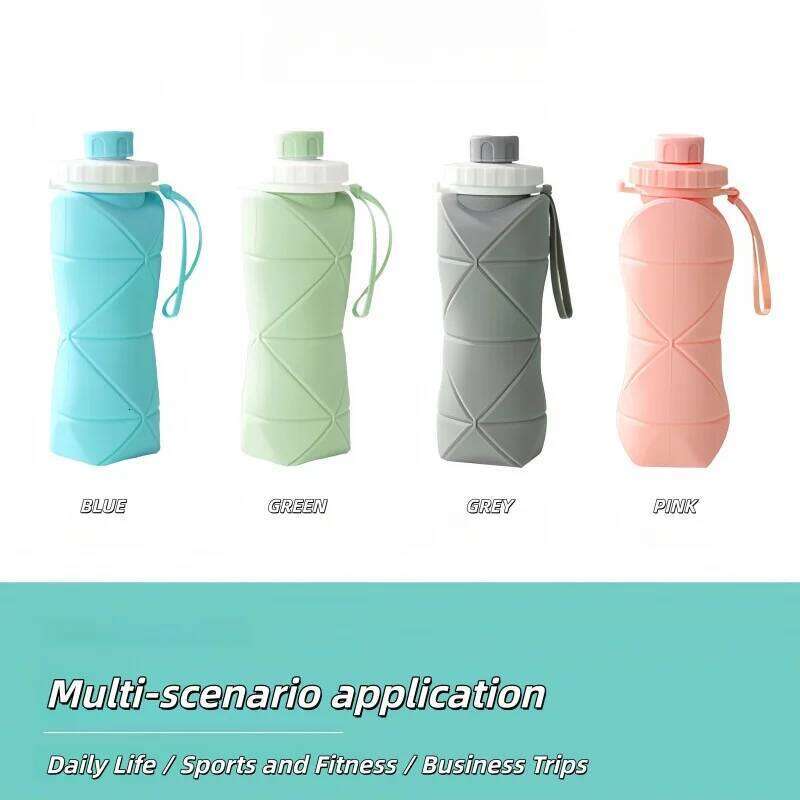Collapsible Silicone Sports Bottles 600ml Portable Large Capacity Leakproof Bottle Outdoor Picnic Camping Water Cup Z260314
