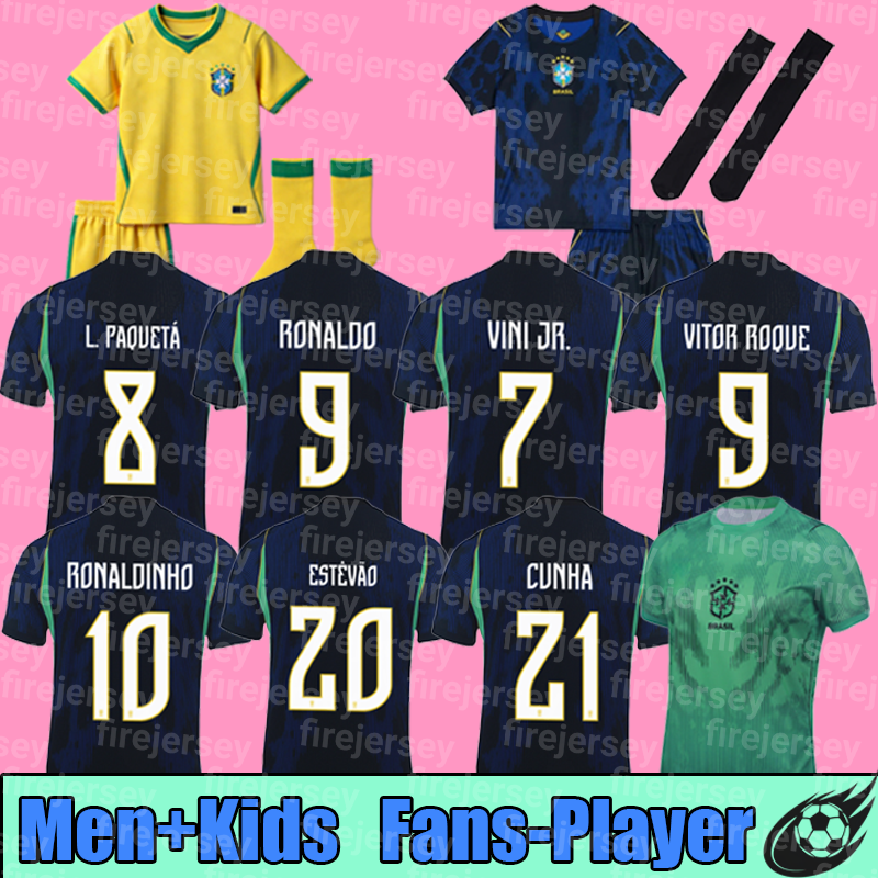 Brazil jersey Brasil Soccer Jerseys World Cup 2026 Retro Football tops Shirt VINI JR RODRYGO PELE Vintage NEYMAR Ronaldinho camisa de futebol Kids kit maillot foot