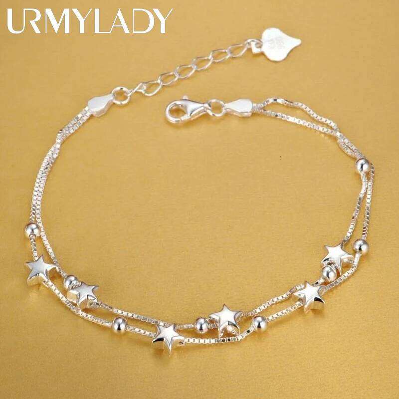URMYLADY 925 sterling silver Beautiful stars Bracelets for women korean fashion party Wedding Jewelry Holiday gifts Z260313