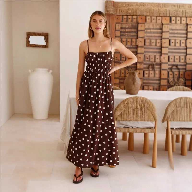 Contrast Dress Vestido Dresses 2025 Woman Spaghetti Strap Polka Dots Sling Holiday Vacation Slim Trendy Temperament Simple StyleT260316