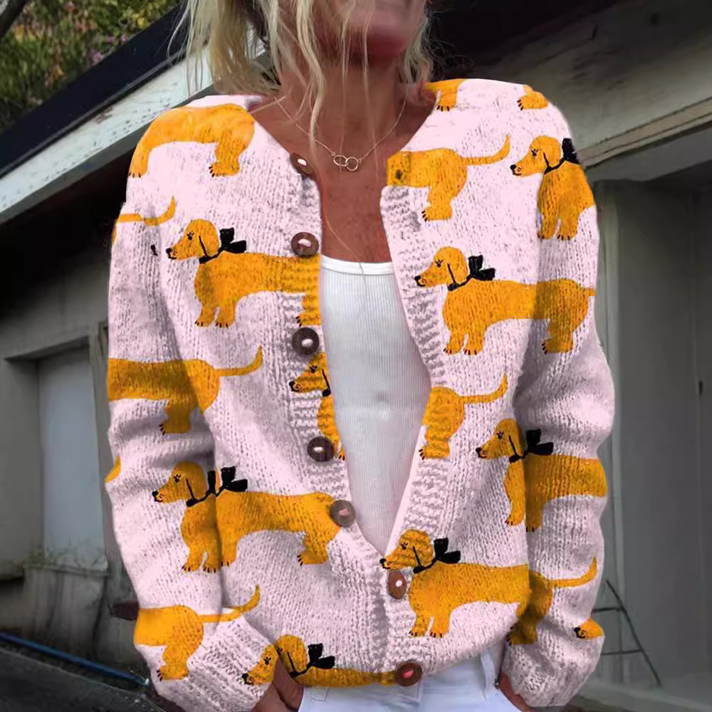 Luxury Brand Designer Clothes New Cross-Border 3D Creative Animal Print Pattern Autumn Stylish Versatile Cardigan For European And American Women'