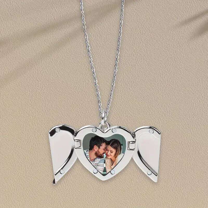 Personalised angel wing necklace, photo can be customised perfect Valentine's Day or anniversary gift H260312