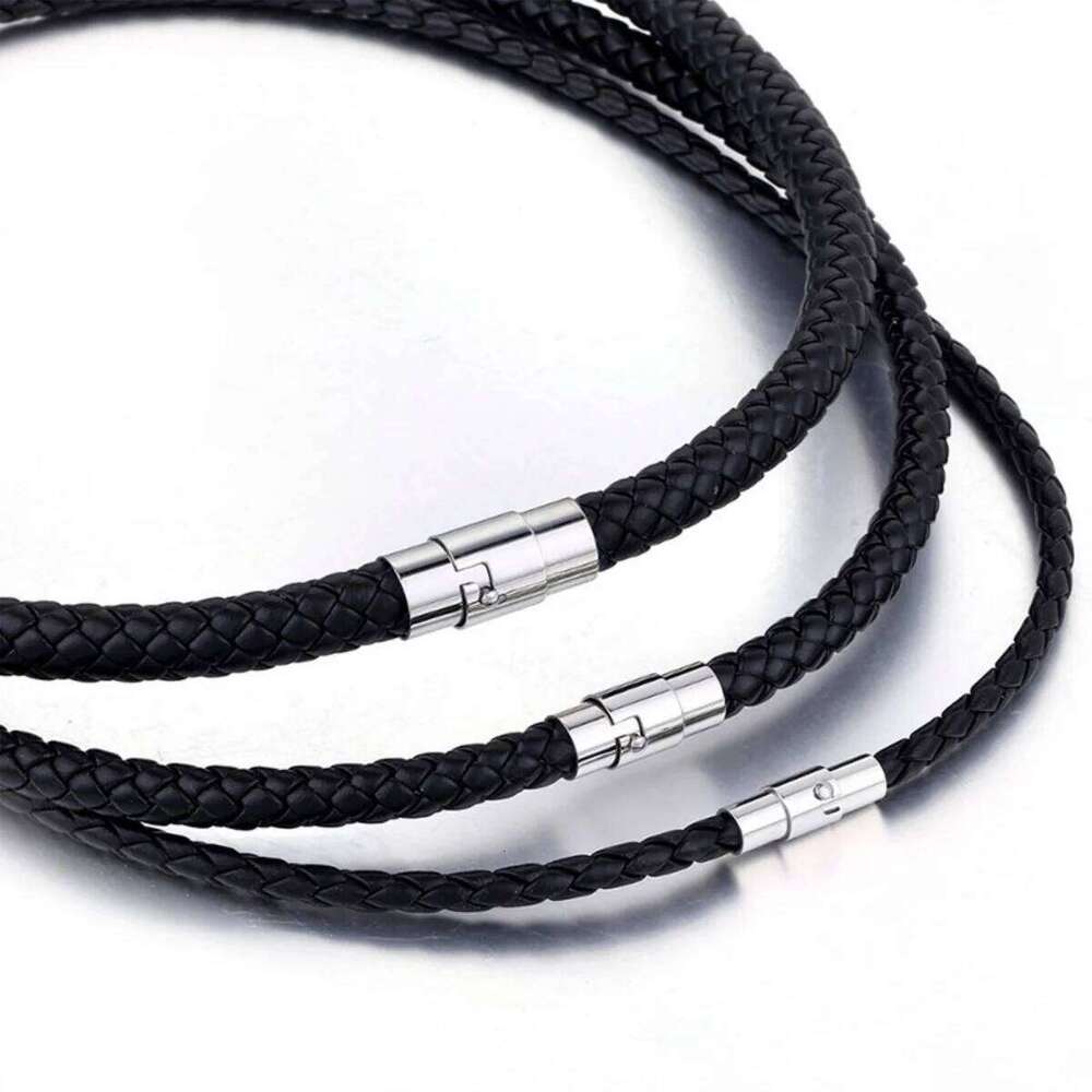 4mm/6mm/7mm Stainless Steel Magnetic Clasp Rope Necklace For Men Women Punk Simple Brown Black Leather Choker Jewelry H260312