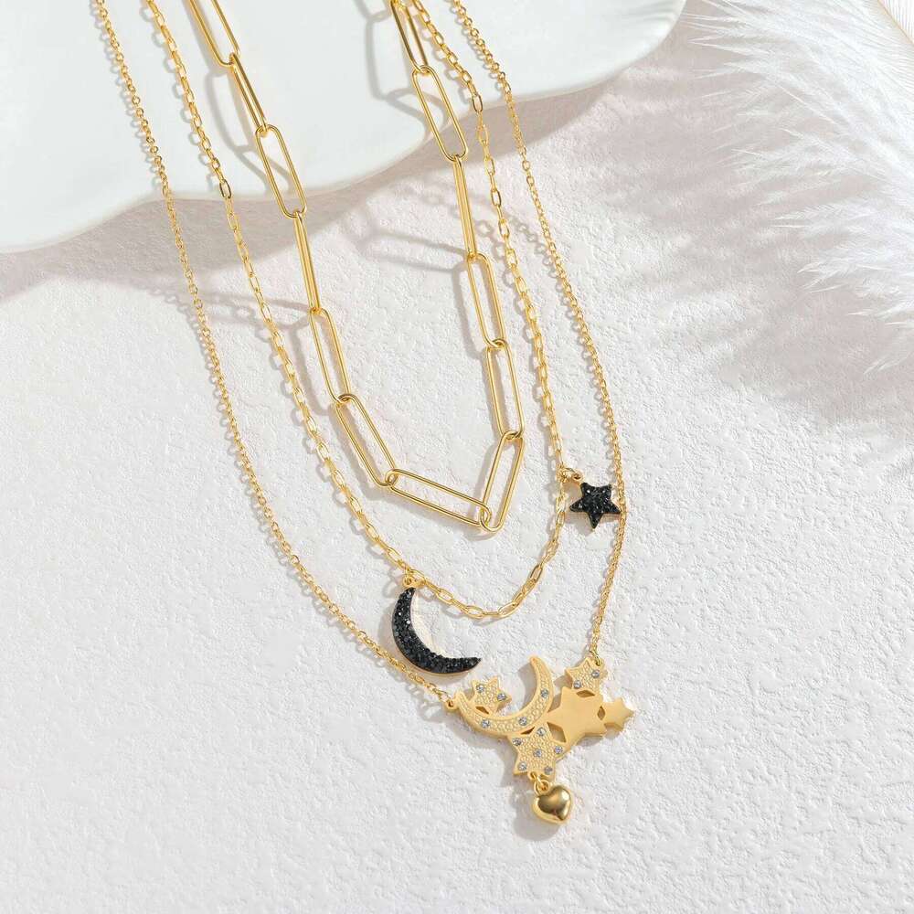 Bohemia Green Natural Stone Women Necklaces 3-Layers Stainless Steel Snake Chains Vintage Choker Necklace Summer Jewelry H260312