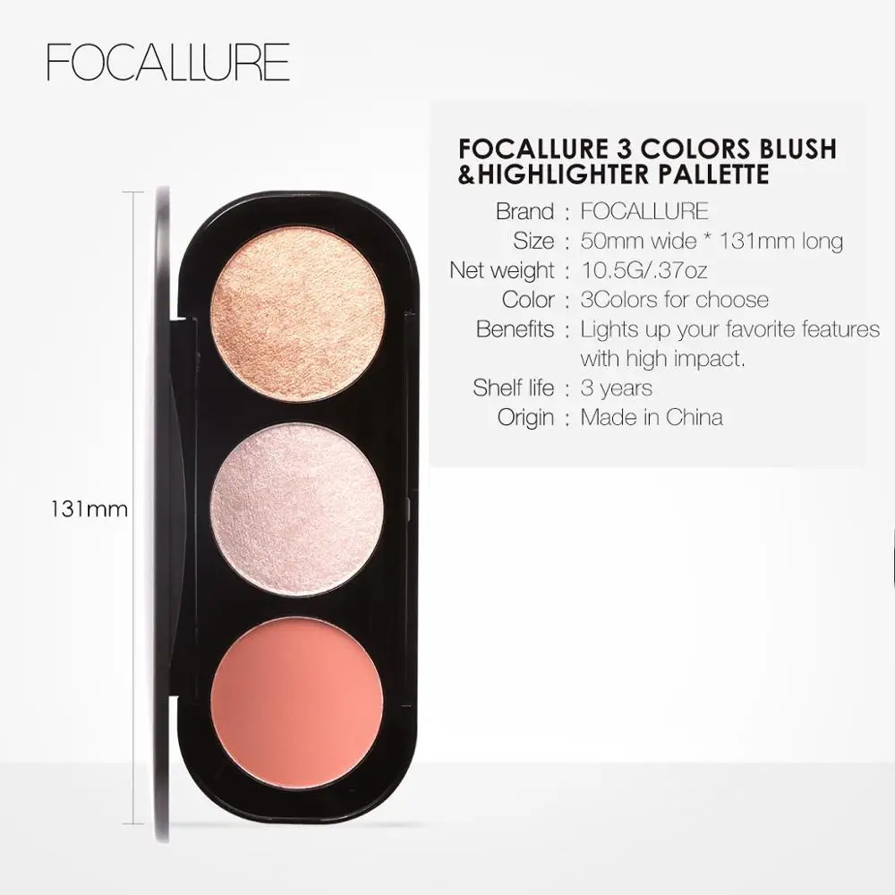 Focallure 3 In 1 Makeup Palette BlushHighlighter Face Matte Highlighter Powder Illuminated Bronzer Blusher Powder 260305